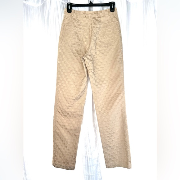 St John Vintage Women Size 2 Tan Logo Cotton Viscose Jacket Pants Set Gold - Picture 11 of 16